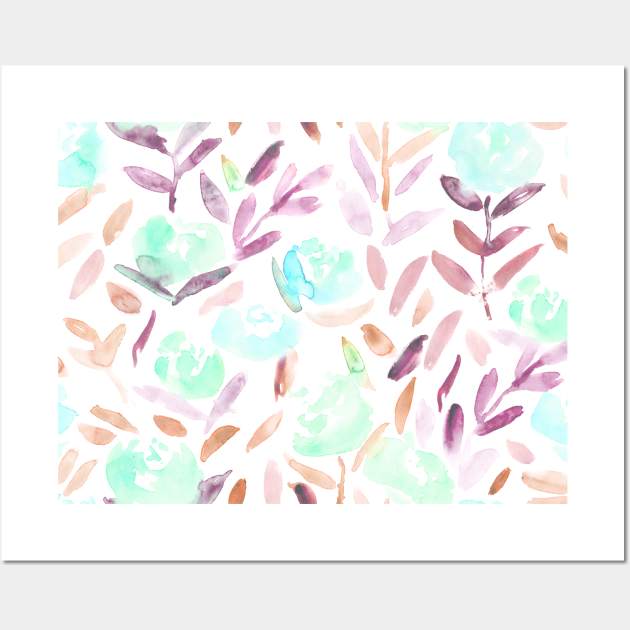 Mint peonies - watercolor flowers Wall Art by katerinaizotova